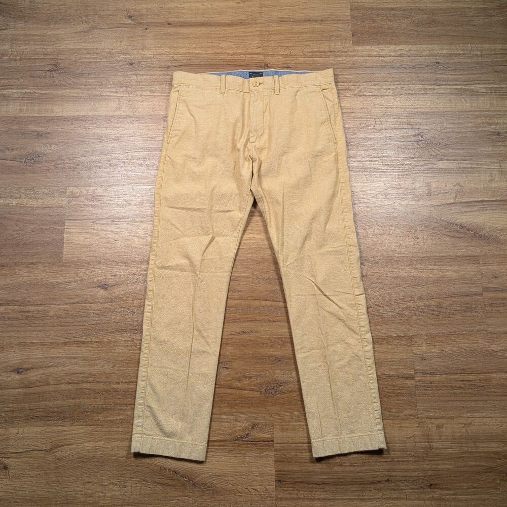 J Crew 770 Straight Fit Chino Pants Mens 31x30(29) Yellow Cotton Linen Blend